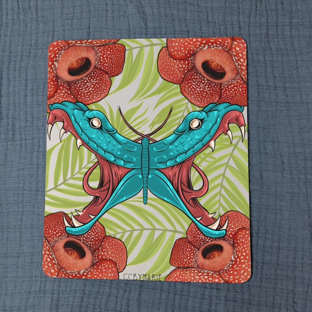 Deadly Flutter Mousepad Gothic Botanical Maximalist Desk Art
